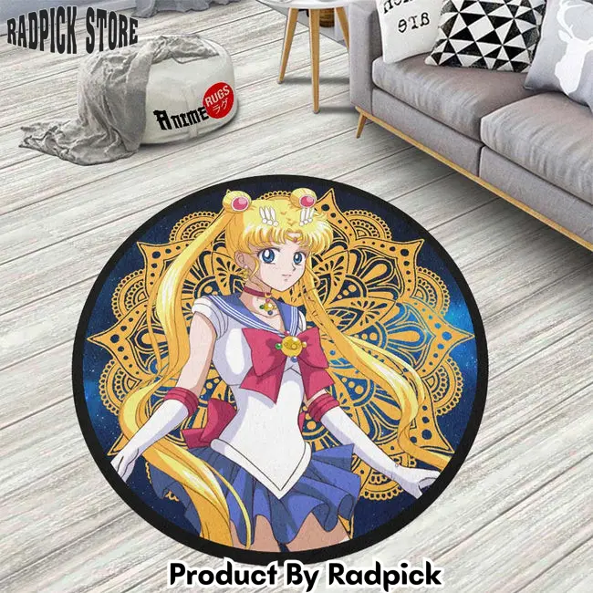 Sailor moon round rug custom sailor moon anime circle carpet  rp5959724